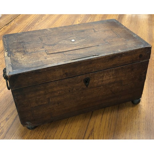 6178 - A wooden tea caddy with hinged lid 3 compartments  to interior.