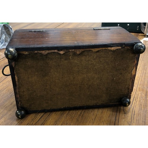 6178 - A wooden tea caddy with hinged lid 3 compartments  to interior.