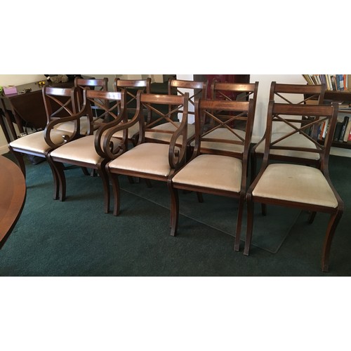 6189 - A set of 12 good quality reproduction mahogany dining chairs arranged as 2 carvers, 10 single chairs... 