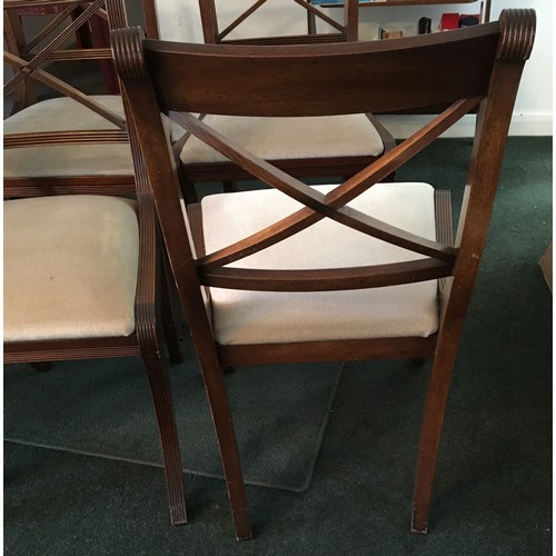 6189 - A set of 12 good quality reproduction mahogany dining chairs arranged as 2 carvers, 10 single chairs... 