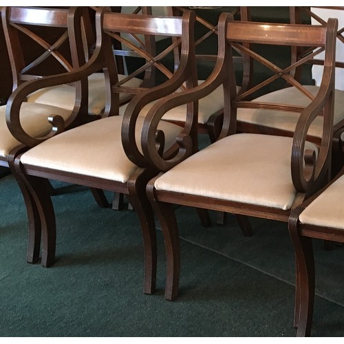 6189 - A set of 12 good quality reproduction mahogany dining chairs arranged as 2 carvers, 10 single chairs... 