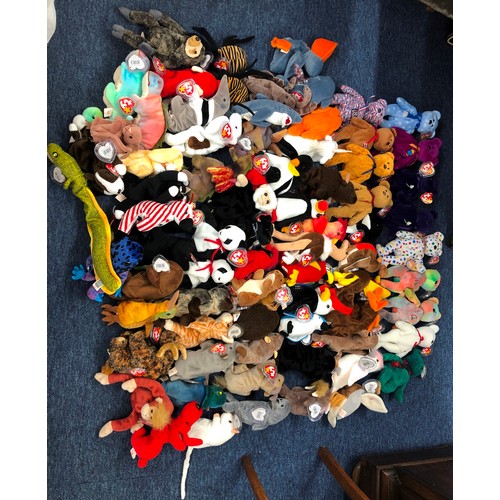 6192 - A large collection of Beanie Babies from Indonesia and China, some PVC and some extra clothes.