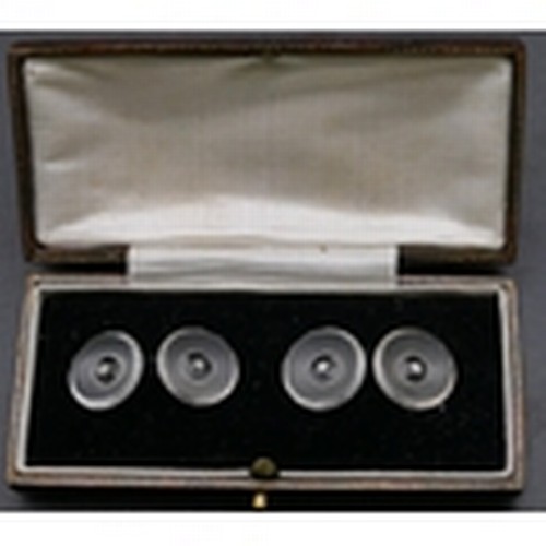 716 - A pair of crystal circular gentleman's cufflinks mounted with centre diamonds (boxed)