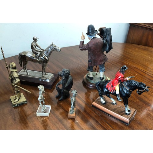 7101 - Various figures including figure of a racing horse and rider, a highway man on horseback etc. (7)