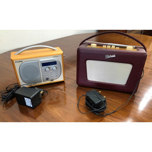 7090 - A Roberts Revival radio model R550 302765, (working) and a Pure digital radio, serial number 14005F6... 