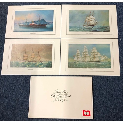 7089 - 4 unframed coloured Ben Line Old Ship prints from 1875. 