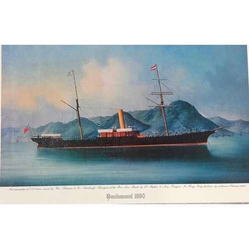 7089 - 4 unframed coloured Ben Line Old Ship prints from 1875. 