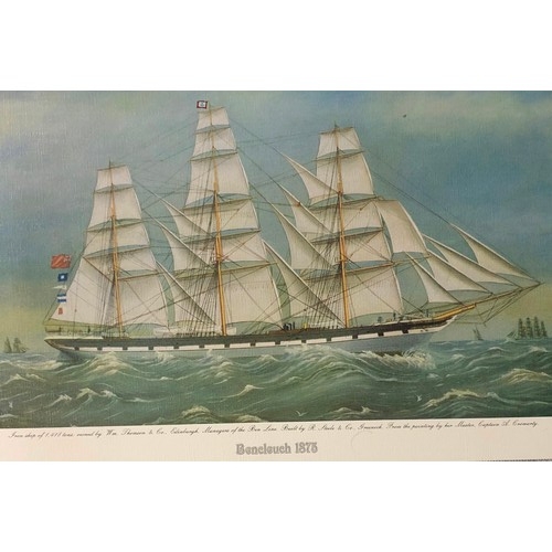 7089 - 4 unframed coloured Ben Line Old Ship prints from 1875. 