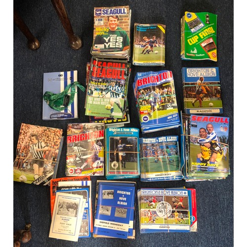 7028 - A large quantity of Brighton and Hove Albion Football programs and others, dating from the 1970's on... 