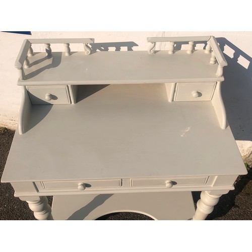 7019 - A pine wash stand painted in duck egg white with drawer below, 96cm high, 80.5cm wide, 55cm deep, 64... 