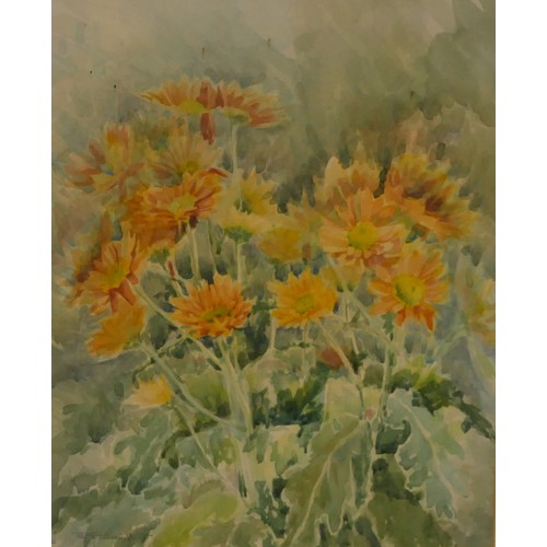 7004 - 4 framed watercolours of flowers and landscapes. (4)