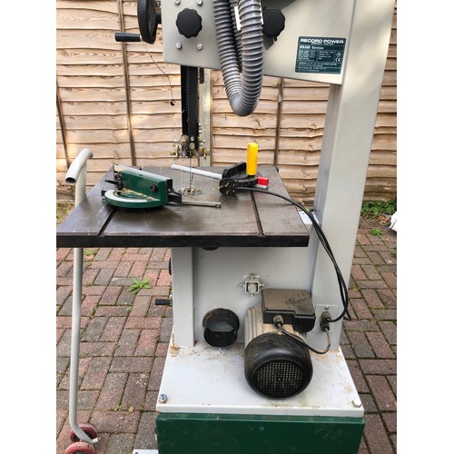 7123 - A Record Power BS350 band saw with trolley, 179cm high overall