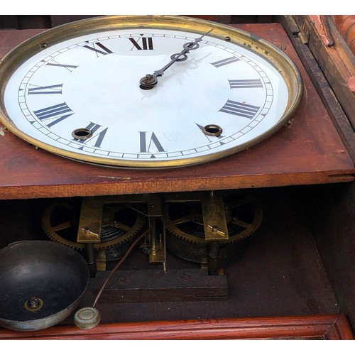 7130 - An American walnut hanging 8-day striking wall clock with allover parquetry and banding decoration, ... 