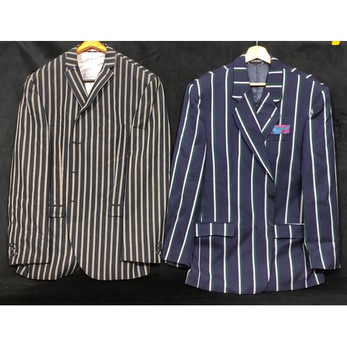 7134 - 2 vintage striped men's blazers, Dehavilland and Co. London pure wool and Gibson of London.