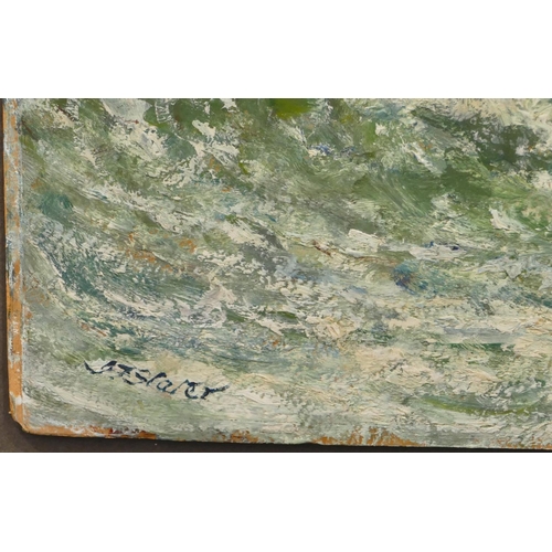 114 - John Falconar Slater oil on board, mounted to modern board, depicting seascape, signed, in modern fr... 