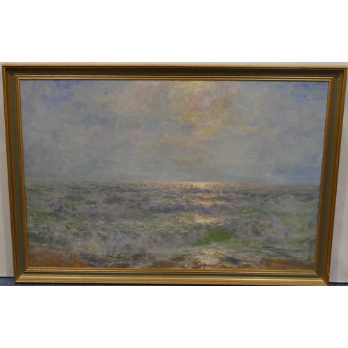 115 - John Falconar Slater marine oil on board, Moonlight scene, unsigned, in green and gilt frame, 65cm x... 