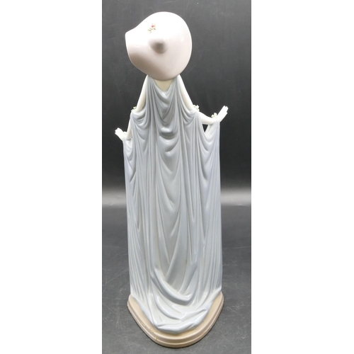 13 - A large Lladro figure of a standing lady in blue cloak, 36cm high