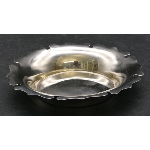 150 - A Birmingham silver round scalloped shaped shallow dish, 12cm diameter, 1.7oz