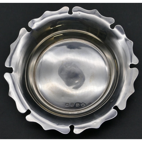 150 - A Birmingham silver round scalloped shaped shallow dish, 12cm diameter, 1.7oz