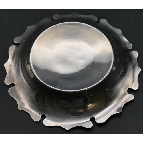 150 - A Birmingham silver round scalloped shaped shallow dish, 12cm diameter, 1.7oz