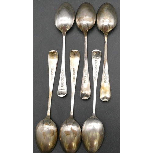 172 - A set of 6 Sheffield silver teaspoons, maker's mark WB & S, in fitted case, 2.2oz