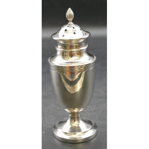 193 - A Birmingham silver round bulbous shaped castor on round sweeping weighted base, 16cm high