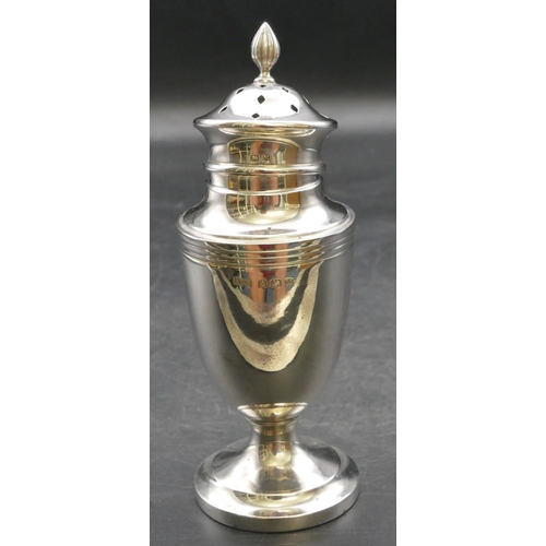 193 - A Birmingham silver round bulbous shaped castor on round sweeping weighted base, 16cm high