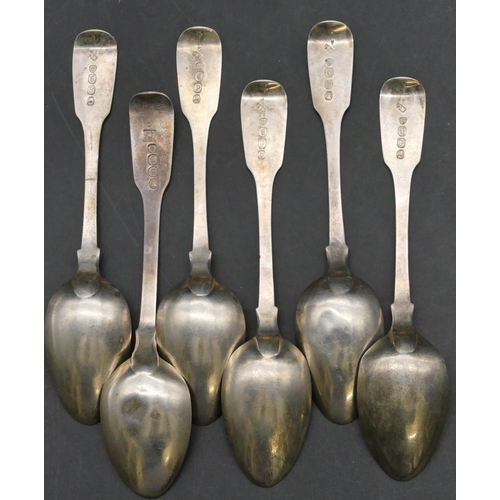 206 - A Harlequin set of 6 William IV and George IV silver teaspoons, 5 x London, 1830, 1 x London 1822, 3... 