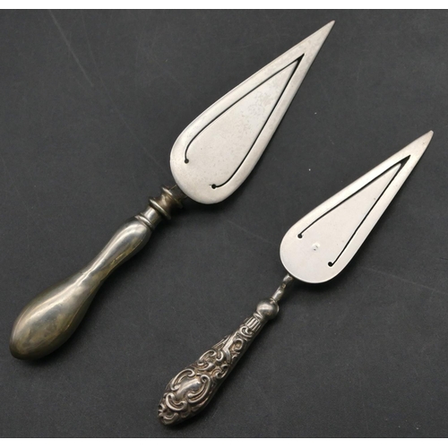 228 - A Birmingham silver bookmark in the form of a trowel with embossed handle and another silver bookmar... 