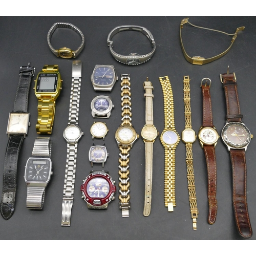 247 - 18 various modern ladies' and gentlemen's wristwatches (some without straps), a Pulse Femme Quartz c... 