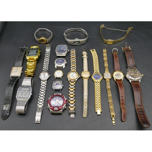 247 - 18 various modern ladies' and gentlemen's wristwatches (some without straps), a Pulse Femme Quartz c... 