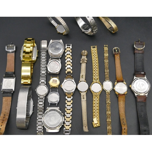 247 - 18 various modern ladies' and gentlemen's wristwatches (some without straps), a Pulse Femme Quartz c... 