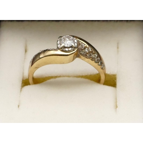 255 - A 9ct gold ladies' ring with twist shoulders set with small diamond, Size M/N, 3 grams gross, a 12ct... 