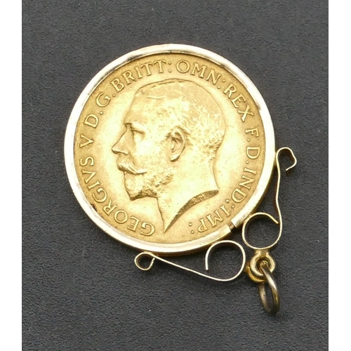 288 - A George V gold half sovereign mounted in 9ct gold removable pendant mount, 1911, 4.6 grams gross