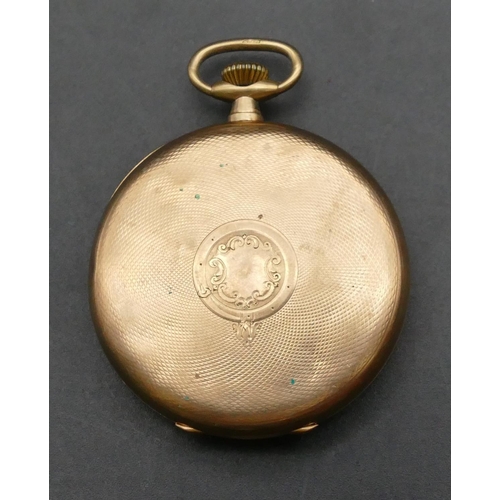 338 - A 9ct gold Lavina open faced gentlemen's dress pocket watch with silver dial, seconds hand and Arabi... 