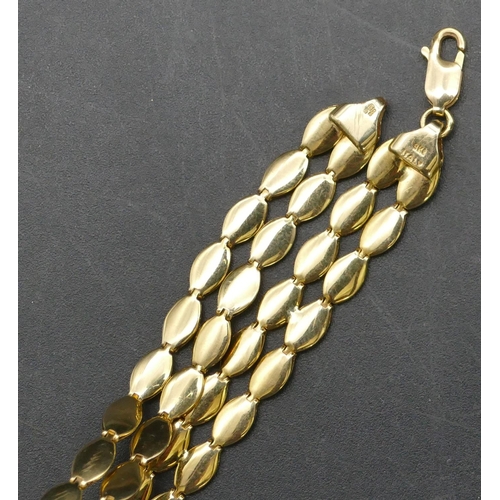 357 - A 9ct gold flat linked bracelet, 18cm long, 6.4 grams