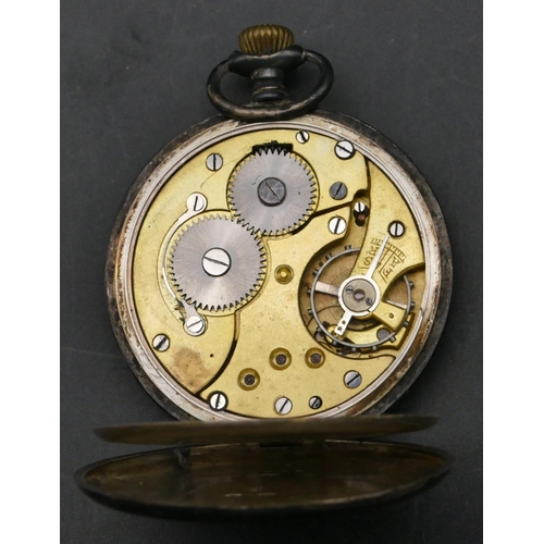 359 - A 925 silver gentlemen's dress pocket watch with white enamel dial, seconds dial and Arabic numerals