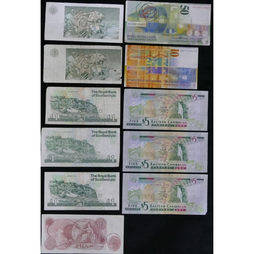 364 - A small quantity of various bank notes, 10 Shilling note etc.