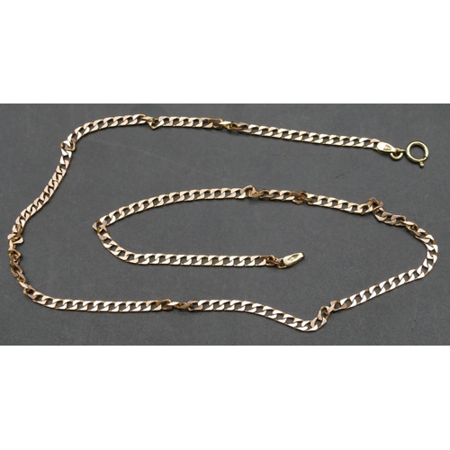 394 - A 9ct gold flat linked chain, 47cm long, 7.8 grams