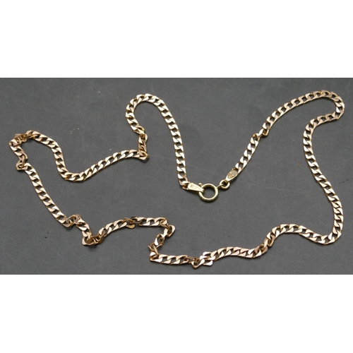 394 - A 9ct gold flat linked chain, 47cm long, 7.8 grams