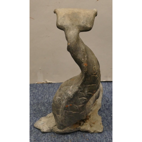 460 - A heavy lead garden statue of a fish, 31.5cm high