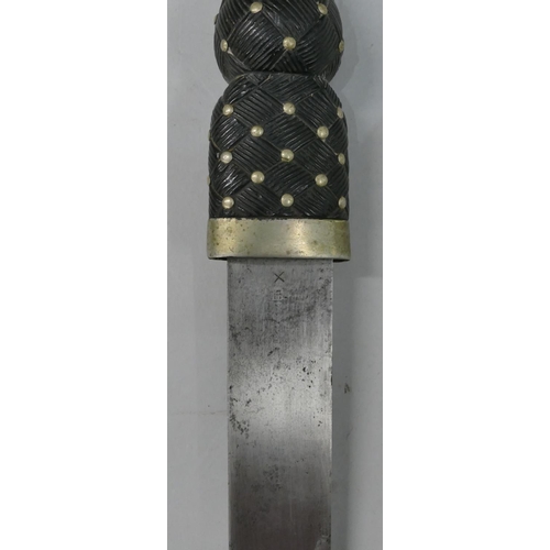 500 - A military Scottish dirk, blade stamped, with scabbard, 47cm long overall