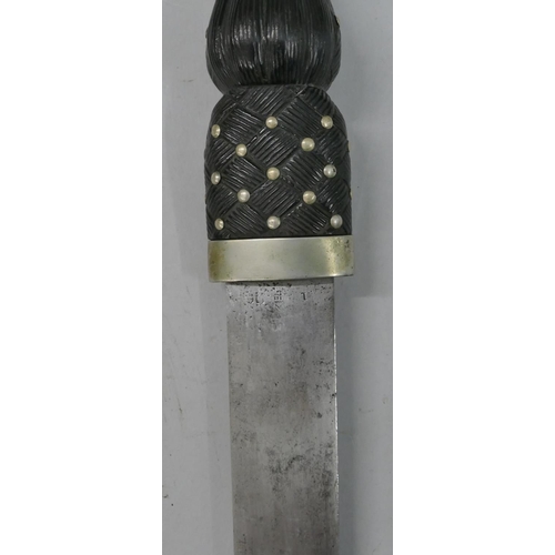 500 - A military Scottish dirk, blade stamped, with scabbard, 47cm long overall