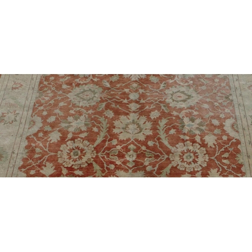 513 - A good quality modern Afghan Zeigler carpet on cream and red ground, 352cm x 271cm