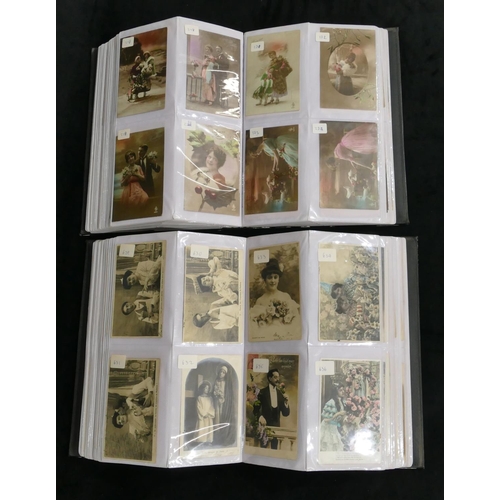 532 - 2 volumes, 19th and early 20th Century Continental postcards depicting lovers etc