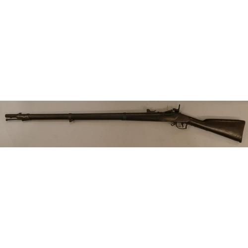 544 - A Dutch Snider Hinge Block Breach loading rifle with  ram rod, 141cm long overall