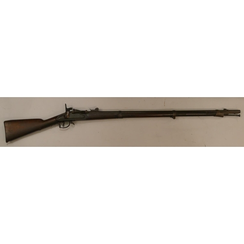 544 - A Dutch Snider Hinge Block Breach loading rifle with  ram rod, 141cm long overall