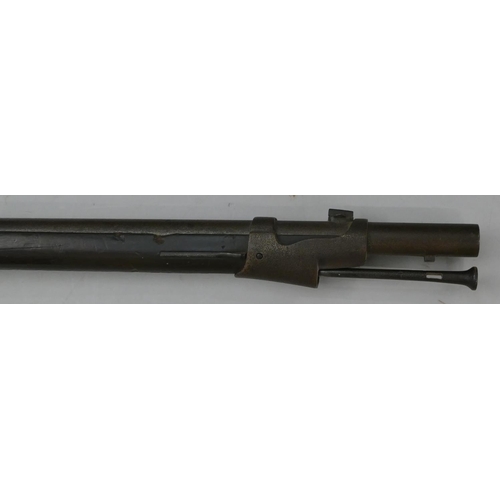 544 - A Dutch Snider Hinge Block Breach loading rifle with  ram rod, 141cm long overall