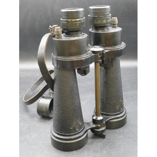 549 - A pair of WWII naval binoculars, Barr & Stroud, 7x FF41 serial number 73702, cased, also a pair of m... 