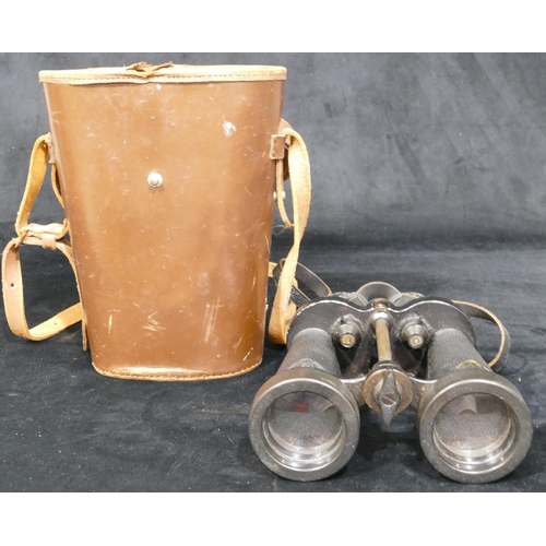 549 - A pair of WWII naval binoculars, Barr & Stroud, 7x FF41 serial number 73702, cased, also a pair of m... 